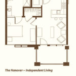 The Hanover floor-plan for one bedroom independent living.