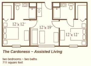 The Cardoness is a two bedroom assisted living apartment at Oak Grove Inn.